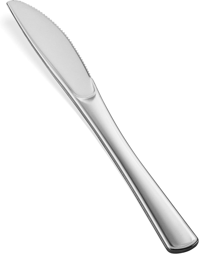 Plastic Silverware Set- Silver Flatware Set- Heavy Duty Cutlery Set Bulk Combo