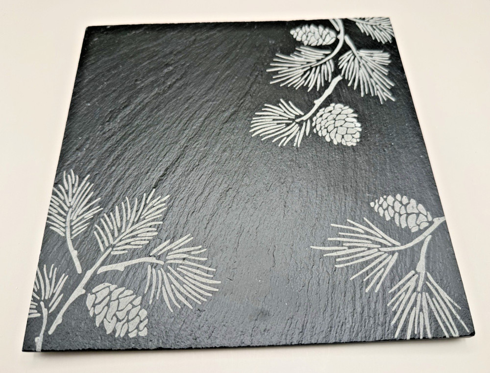 LENOX  Alpine Pinecone Slate Cheeseboard 8" Serving Tray-Missing Knife