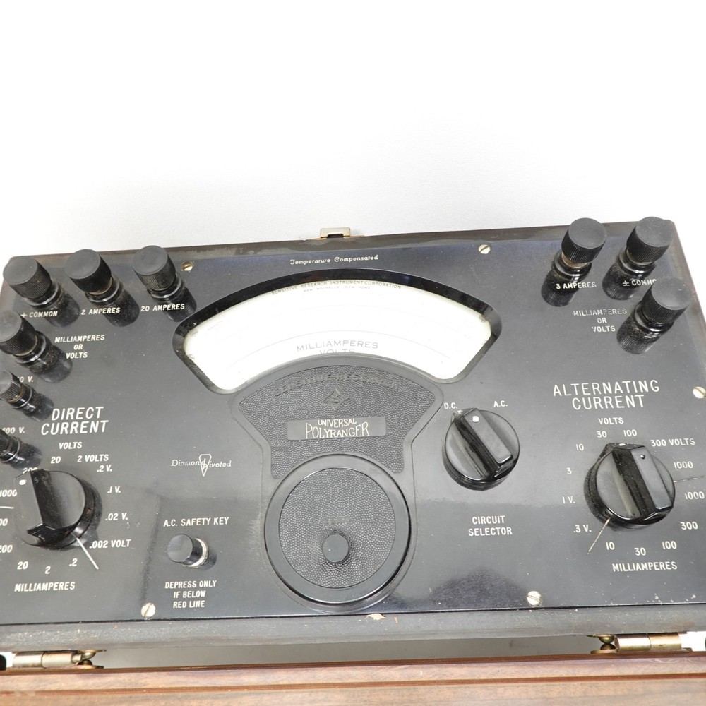 Sensitive Research Universal Polyranger USP AC/DC Multimeter 1959 Wood Case