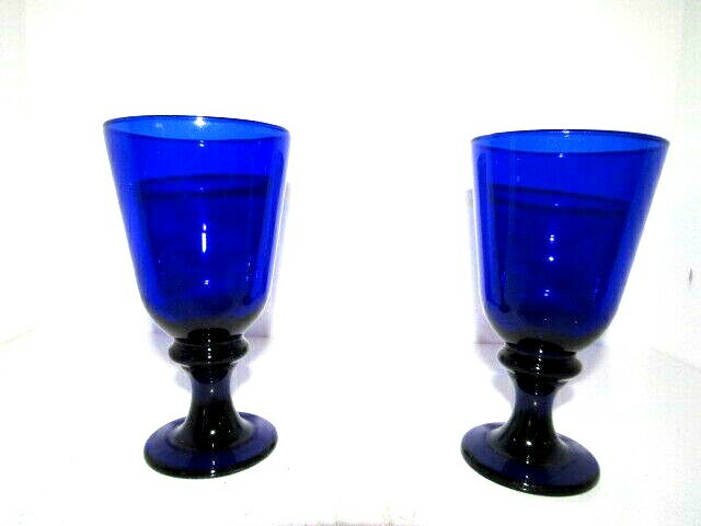 *Vintage Cobalt Blue Drinking / Wine Glasses - PAIR