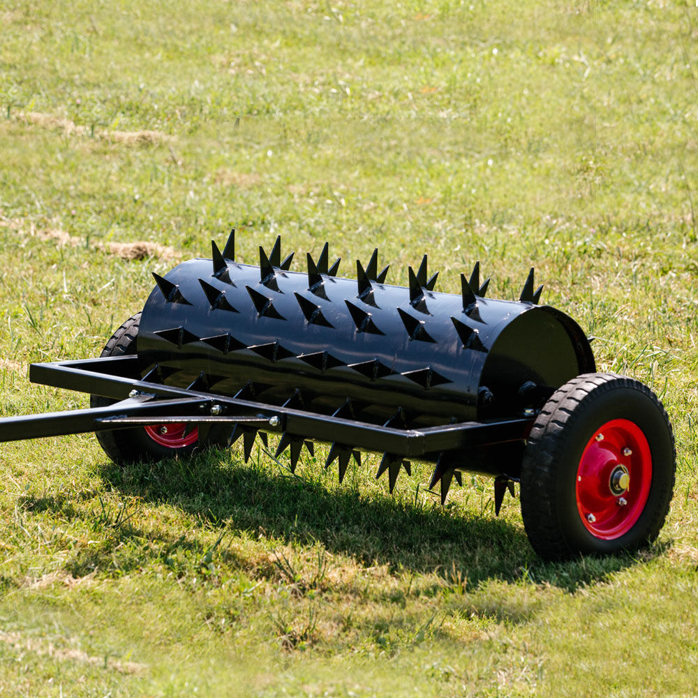 Titan Attachments 3 FT Tow-Behind Drum Spike Aerator Holds up to 25 Gal Water