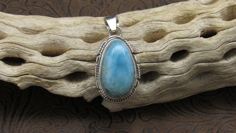 *Teardrop Larimar Sterling Silver Pendant