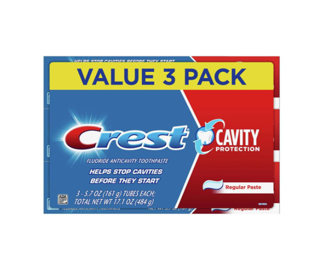 Crest CAVITY PROTECTION Fluoride Toothpaste Regular Paste 5.7oz Ea, VALUE 3 PACK