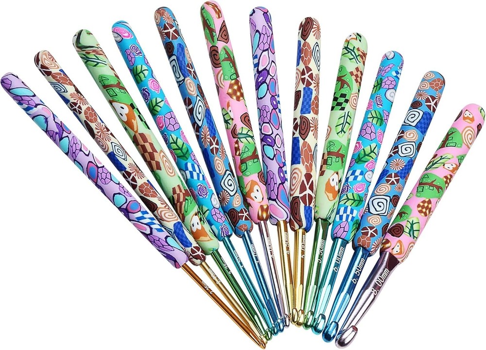 Warm Crochet Hook Set, 9 PCS, 0.5-2.5Mm, Extra Long, Ergonomic