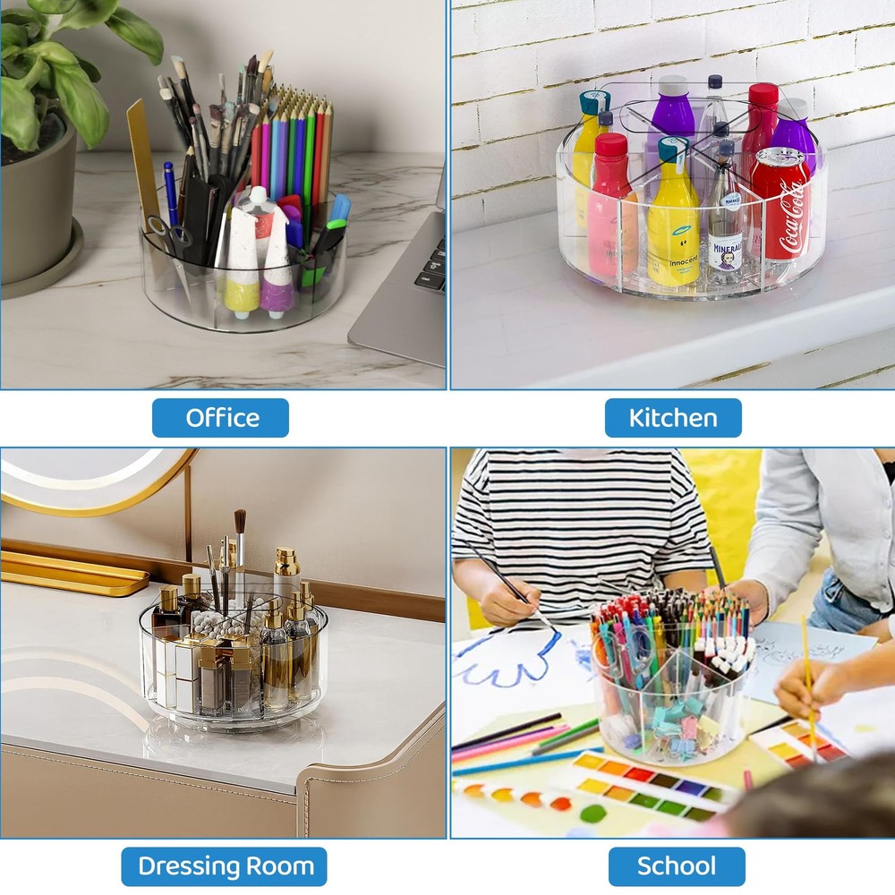 Clear Acrylic Pen Holder – Multi-Function Desk Organizer, Makeup Brush