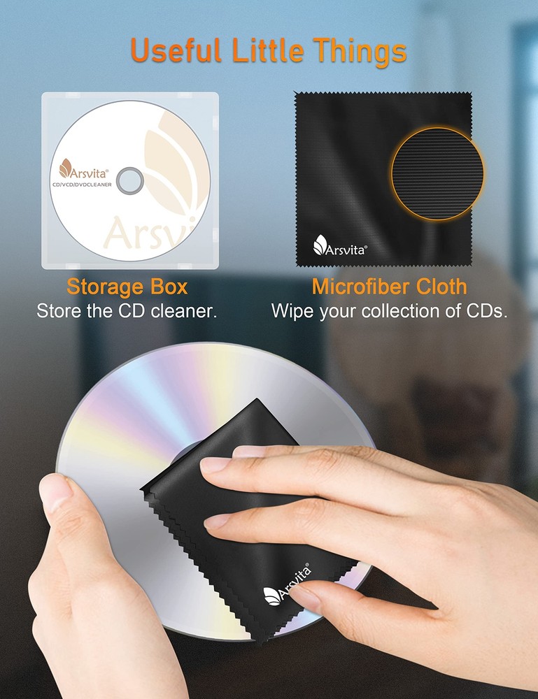 CD Laser Lens Cleaner Disc Cleaning Set for CD/VCD/DVD Player, Safe