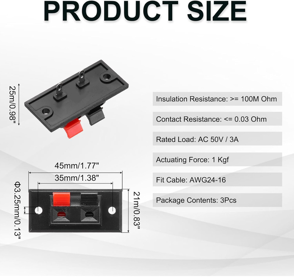 2 Way Spring Terminal Clip Push Release Connector Plate Jack Socket Speaker Term