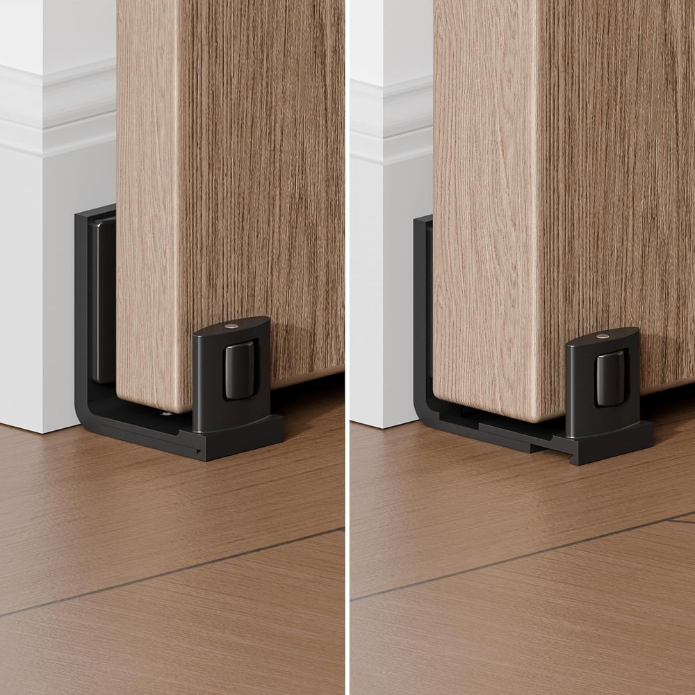 CCJH 2 Pack Upgraded Adjustable Floor Guide Suitable for Sliding Barn Door,Black