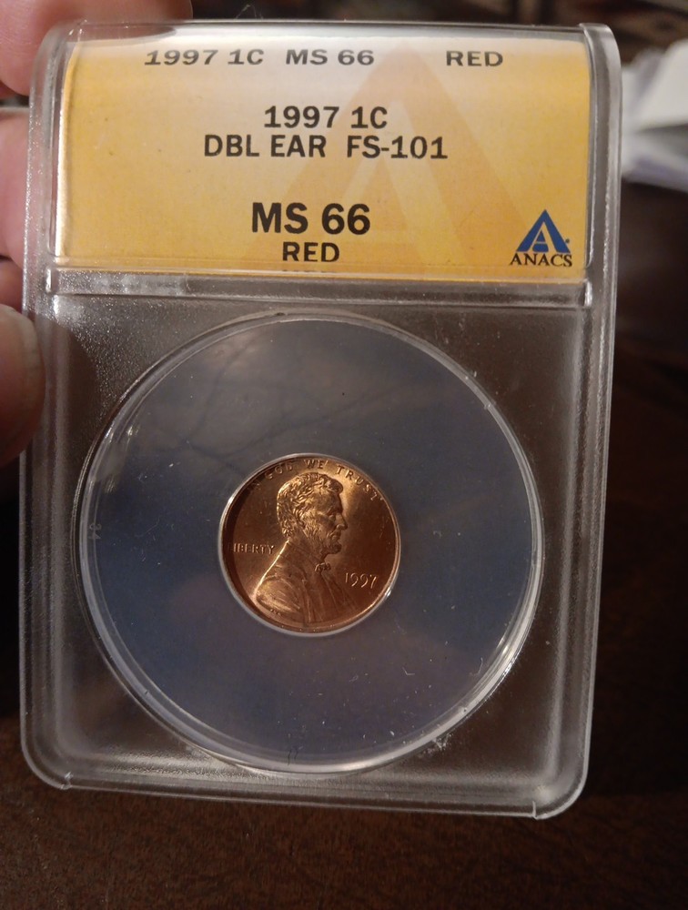 👉1997 DOUBLE EAR ERROR FS-101 ANACS MS66 RED