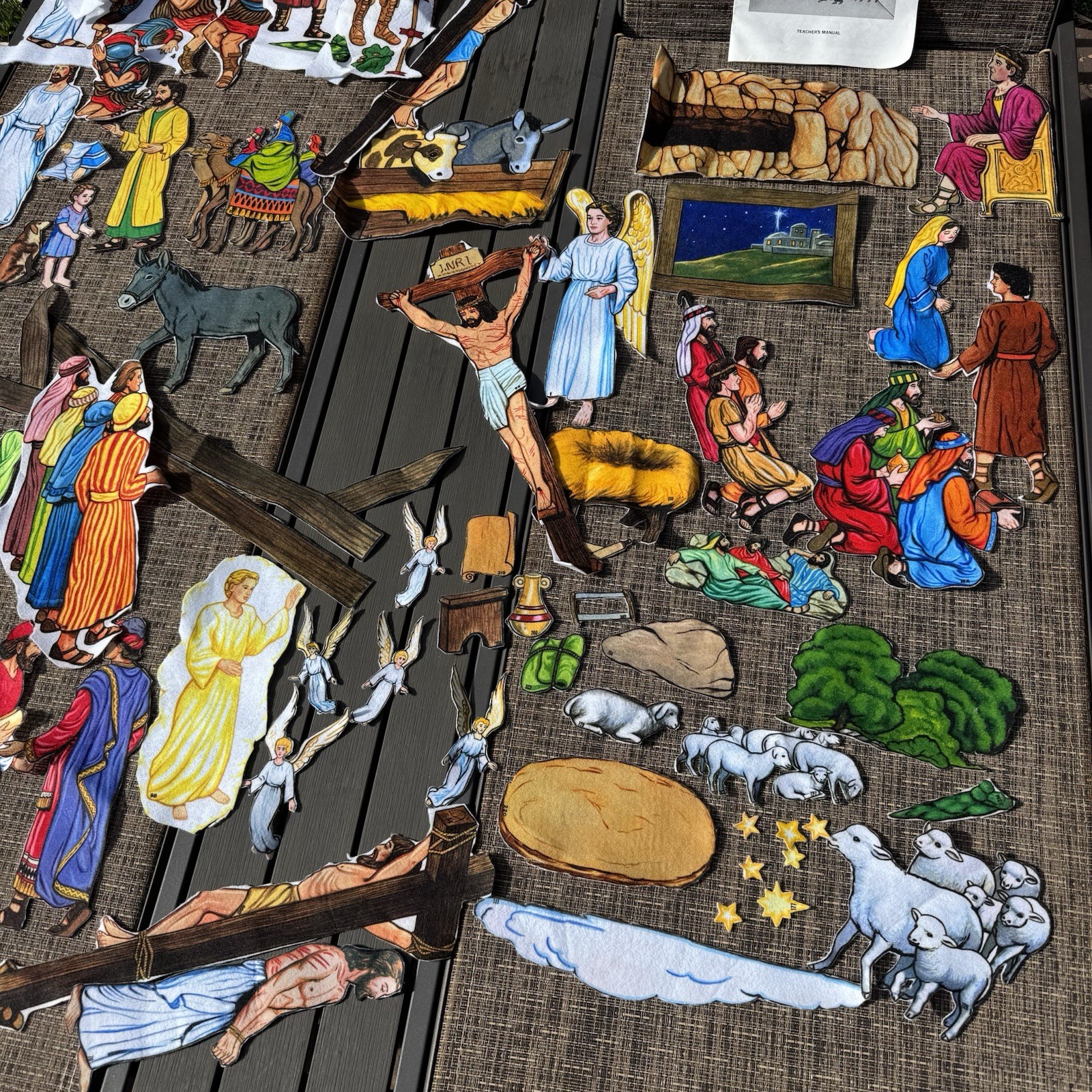 Vtg Flannelgraph Set Story Of Jesus 66 Felt Figures Plus Manual Bible Homeschool