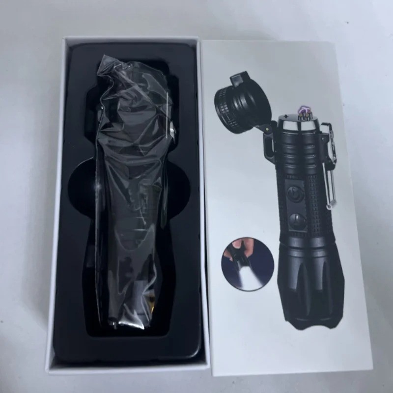 Outdoor Windproof Double Arc Pulse USB Lighter Portable Powerful Flashlight