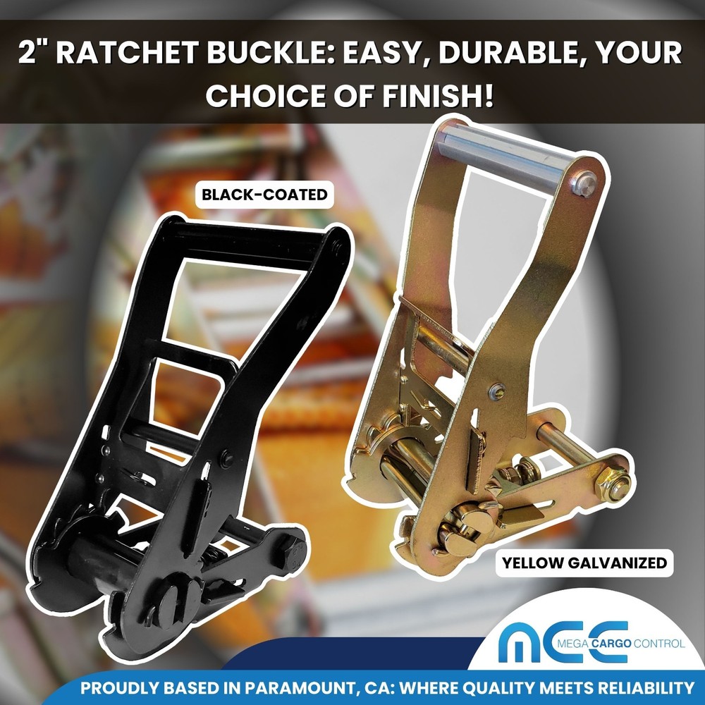 Mega Cargo Control 2" Replacement Standard Ratchets, Black Coated, 4-Pack