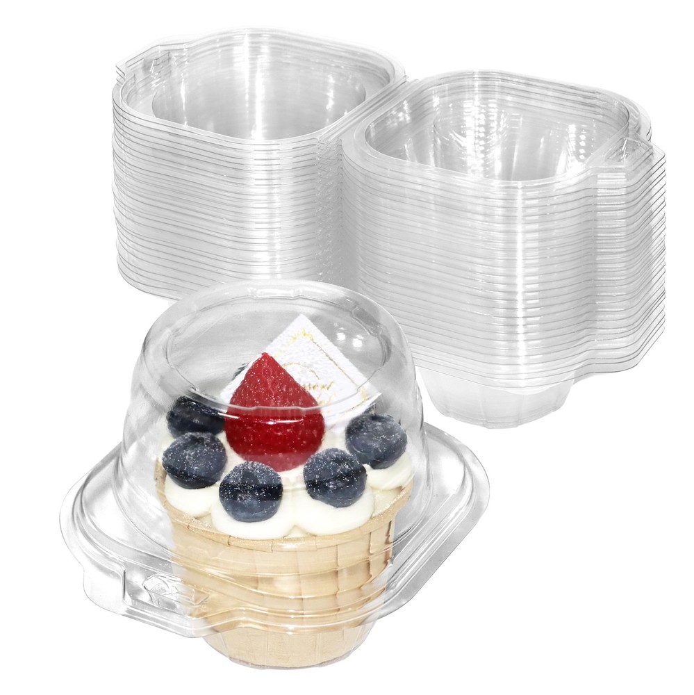 25 Pack Individual Cupcake Containers, Plastic Cupcake Boxes with Lids, Stack...