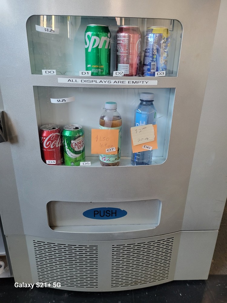 combo snack machine - added inside light - accepts bills $1-20 and dollar coins