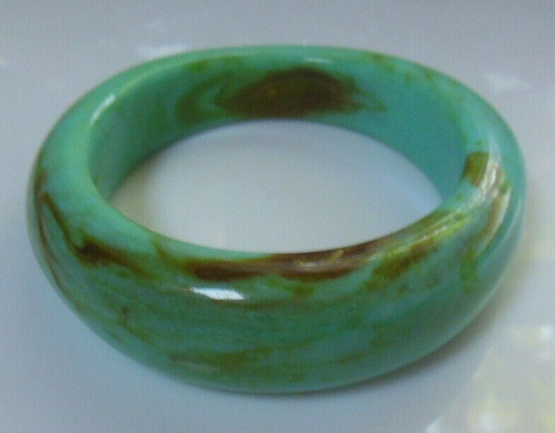 Thick Teal/Brown Marbled Bangle Bracelet