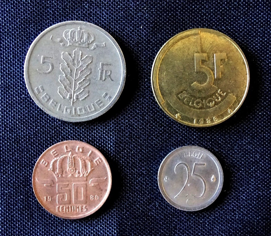 (USA ) , 4  Belgium  coins.