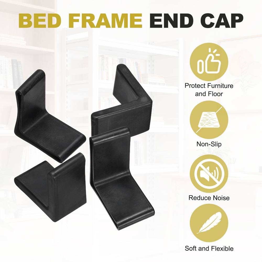 4Pcs 2-1/2" Bed Frame End Cap, Angle Iron Foot Pad Leg Protector, Black