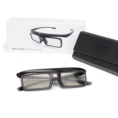 DLP Link 3D Glasses, Rechargeable Active Shutter Eyewear Compatible 1 Pack
