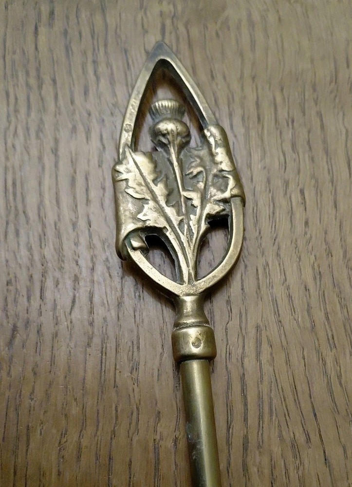 Vintage Scottish Thistle Solid Brass Toasting Fork 17 Inches