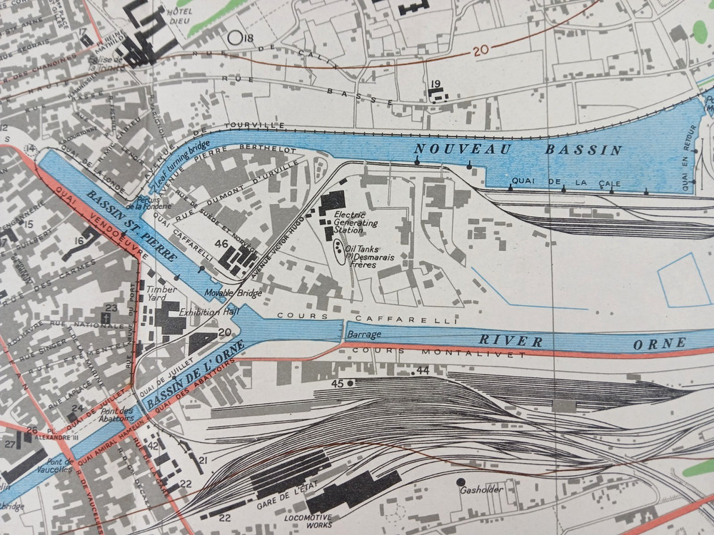 VERY RARE WW2 OPERATION OVERLORD INTELLIGENCE MAP entitled "CAEN" (NORMANDY)