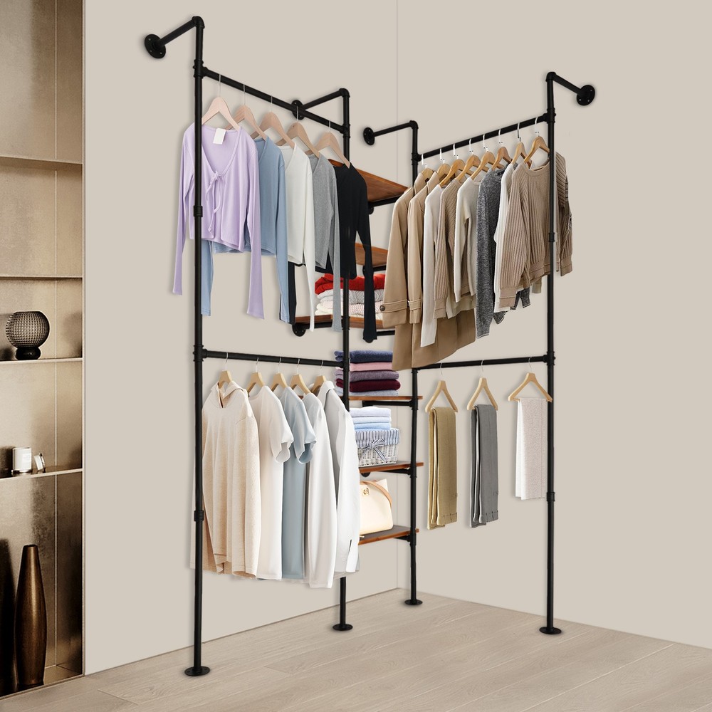 Wall Mounted Clothes Rack, Industrial Pipe Clothes Rack Multi-Purpose