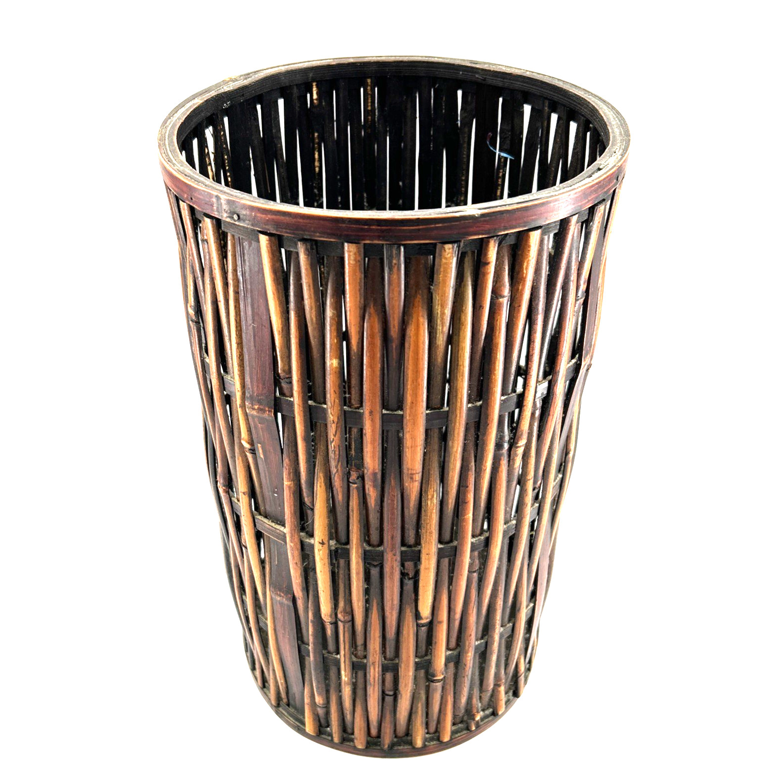 Stained Bamboo Umbrella Stand Holder 15” x 9"