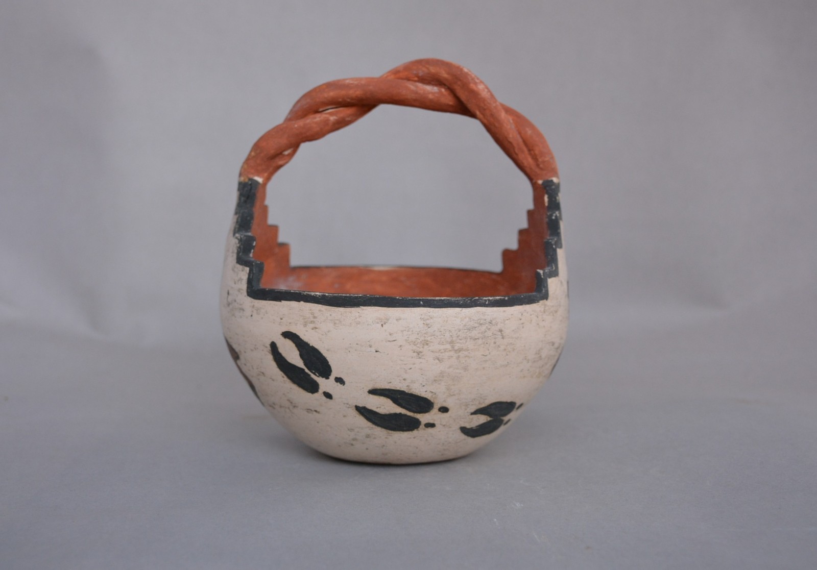 Old Zuni Deer Pot - Deer Tracks - 6" Tall x 5" Across