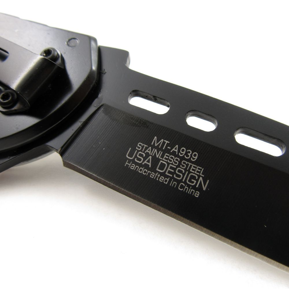 SPRING-ASSIST FOLDING POCKET KNIFE Mtech Silver Diamond Tread Tactical Tanto