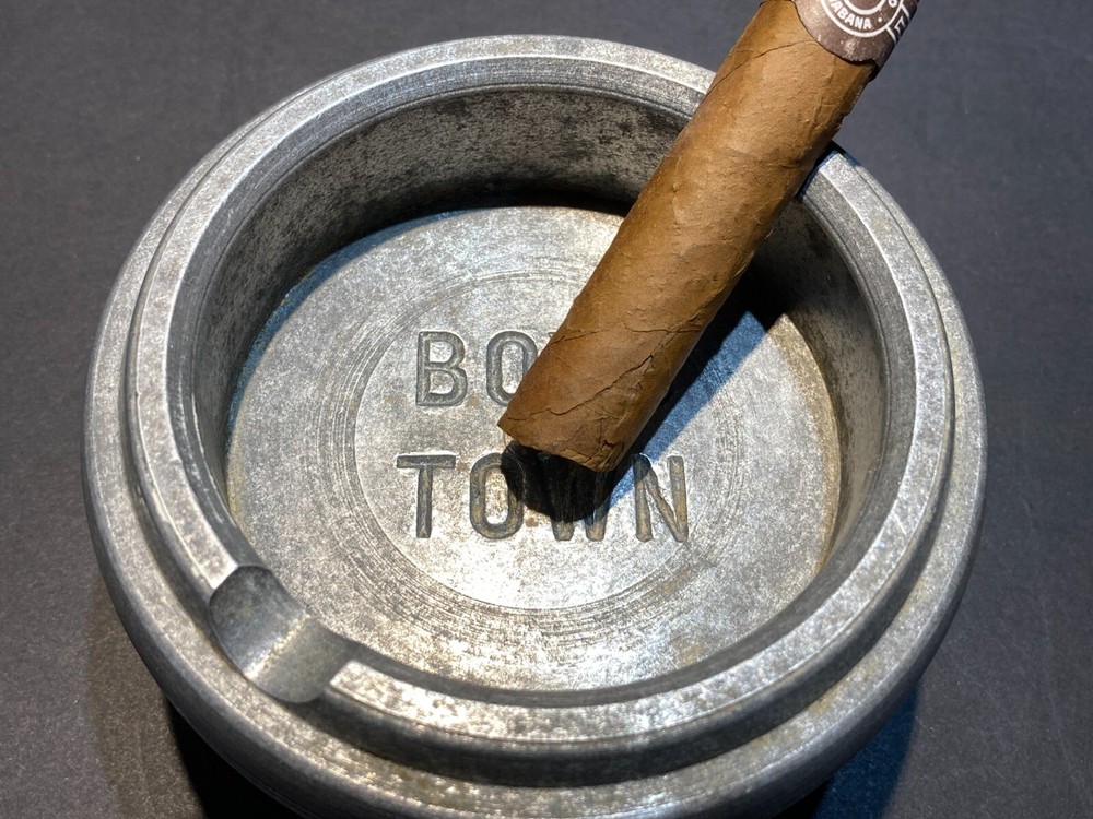 Rare Engraved Boystown Solid Pewter Ashtray, 4", Heavy Desk Model,