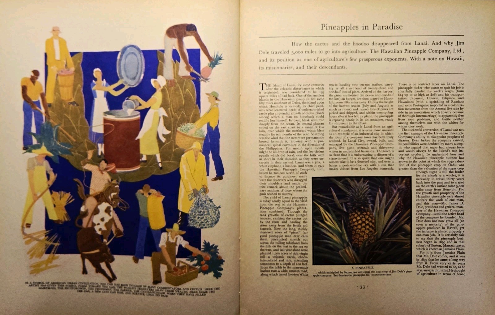 1930 Pineapples In Paradise Magazine Article Hawaiian Pineapple Co Lanai Dole