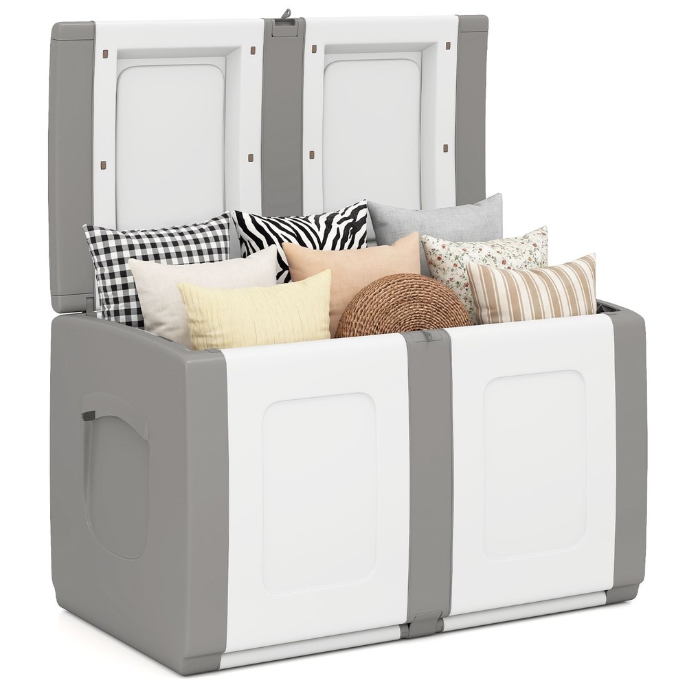Deck Box,Patio Container with Lockable Lid, Weatherproof Plastic Storage Bin