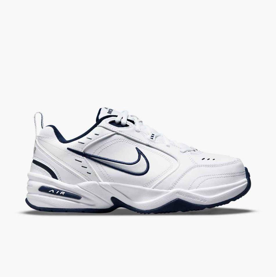 Nike AIR MONARCH IV Men's White Blue 102 Walking Shoes Medium & WIDE (4E) WIDTH
