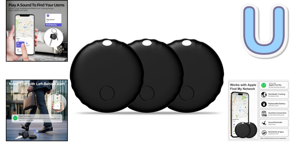 Lightweight Smart Tag 3-Pack for Effortless Item Tracking - iOS Compatible
