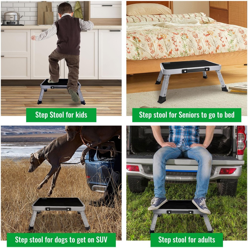 3 Levels Adjustable Folding Step Stool,Foldable RV Step Stool,Safer Metal Ste...