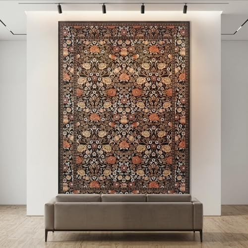 GarveeHome Brown Vintage Floral 5' x 7' (Rectangular), A / Black