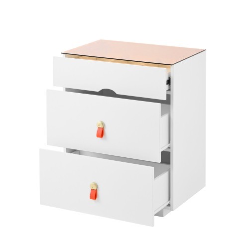 Bedside table 3-drawer 30-inch bedside table with LED light cabinet
