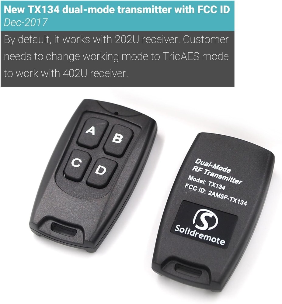 Solidremote Secure Rolling Code Remotes, 2 Pack, Compatible with KIT-1 &...
