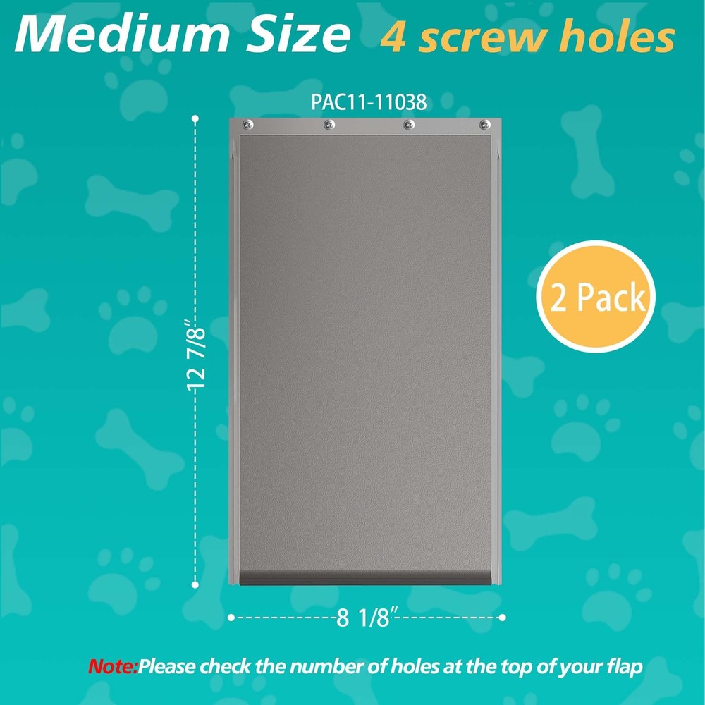 2PACK Medium Dog Door Replacement Flaps with Screws, Compatible with Petsafe ...