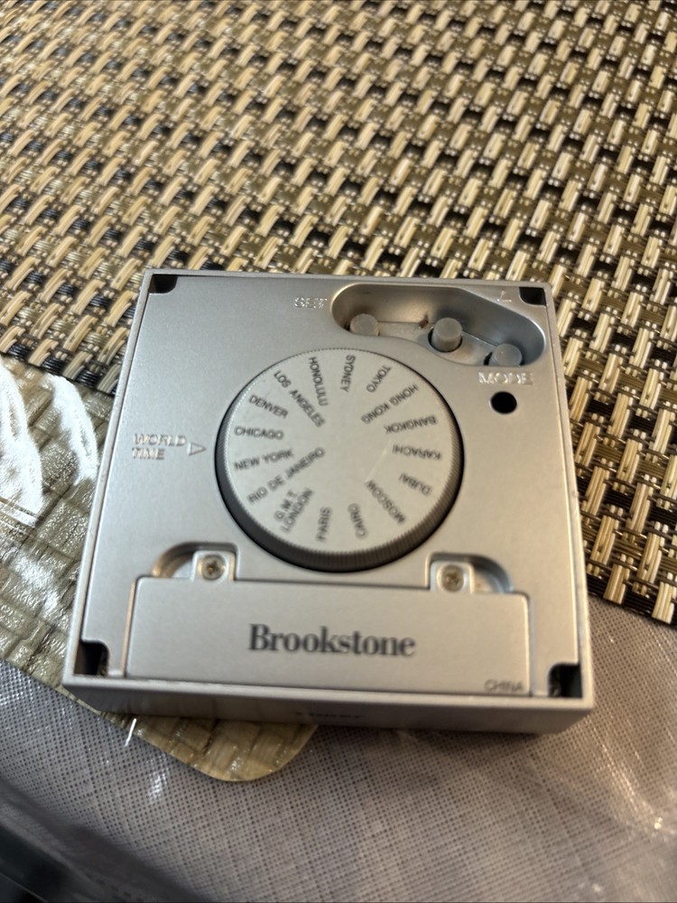 BROOKSTONE UPSIDE DOWN CLOCK ~ Date/Time, World Time, Timer, Temperature