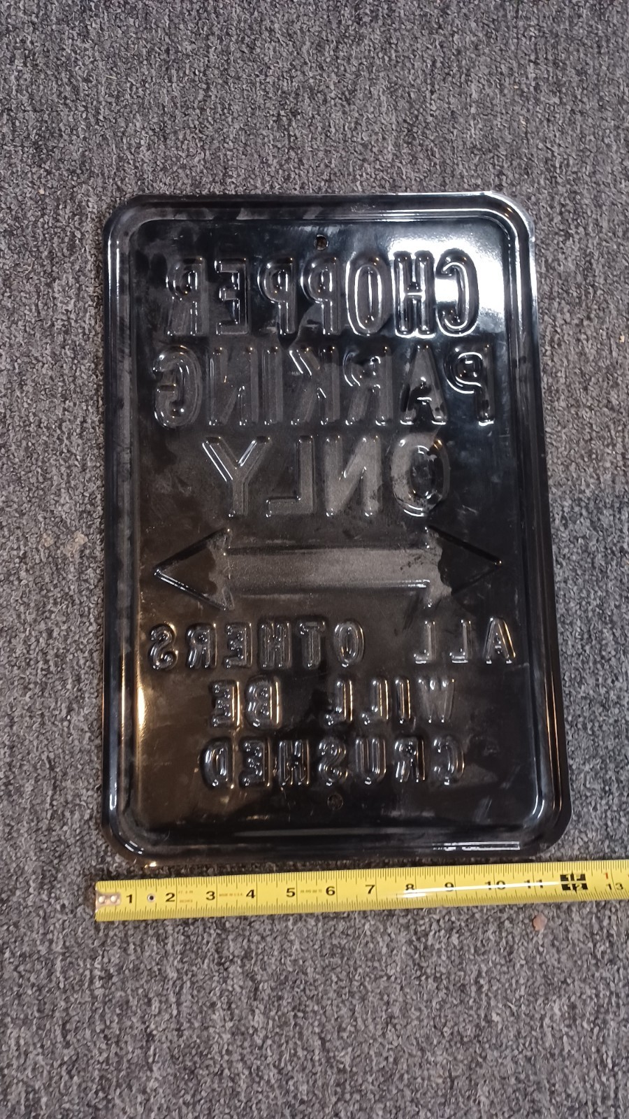 chopper parking only sign embossed large heavy old motorcycle 18x12 Black Gold