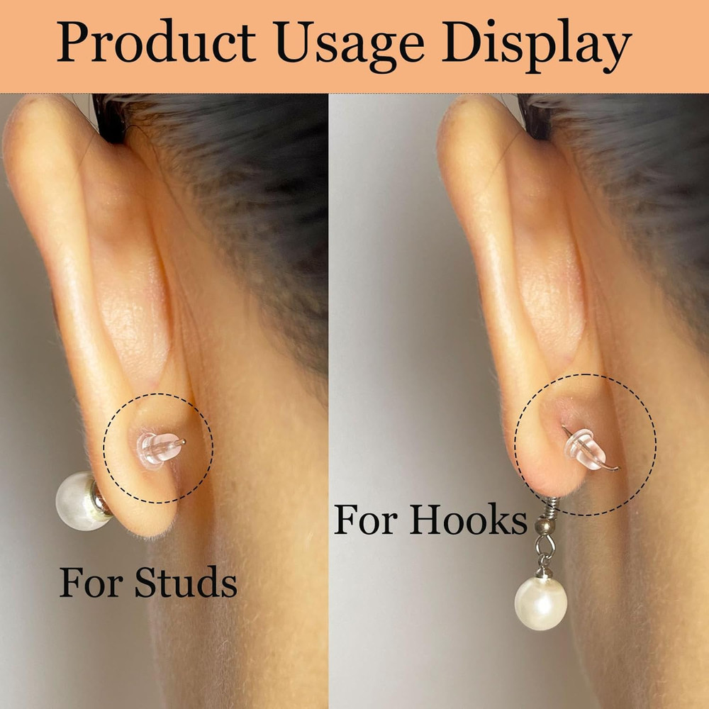 Silicone Earring Backs,70Pcssoft Clear Earring Backs for Studs/Droopy Ears