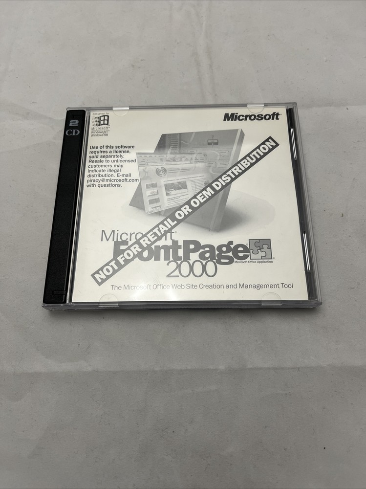 Microsoft Frontpage 2000 - Not for Retail Version Vintage Software for Windows
