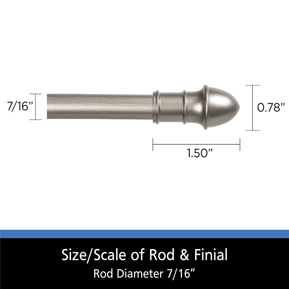7/16” Diameter Adjustable Café Curtain Rod Set, 28-48" Adjustable Length