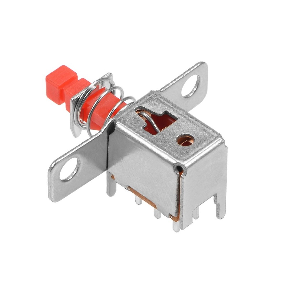 Push Button Switch, DPDT 6 Pin 1 Position Self-Locking Red 5pcs