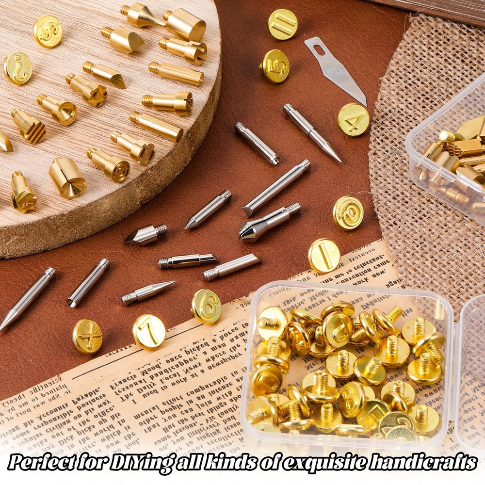 99 Pcs Wood Burning Tips Kit Pyrography Tip Set Gold + Silver
