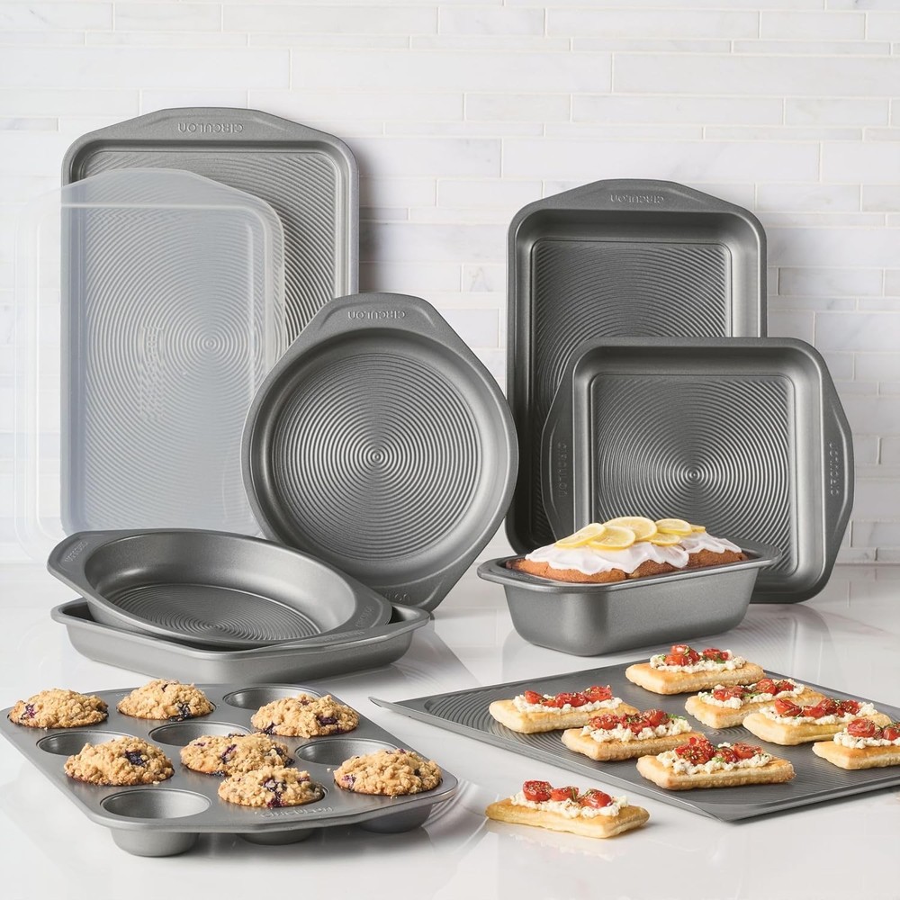 Total Nonstick Bakeware Set W/ Nonstick Bread Pan Cookie Sheet Baking Pan Baking