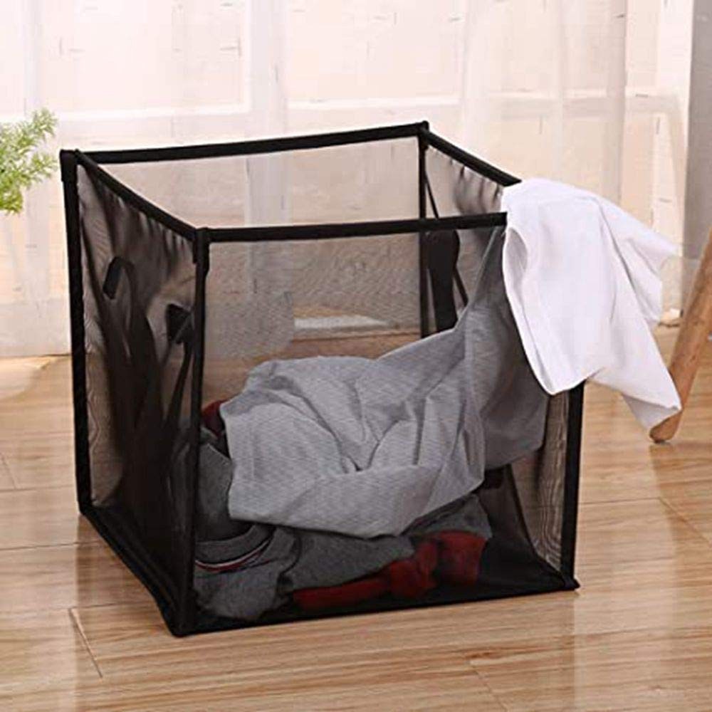 Pop Up Laundry Baskets - Mesh Collapsible Laundry Hampers Storage with Handle...