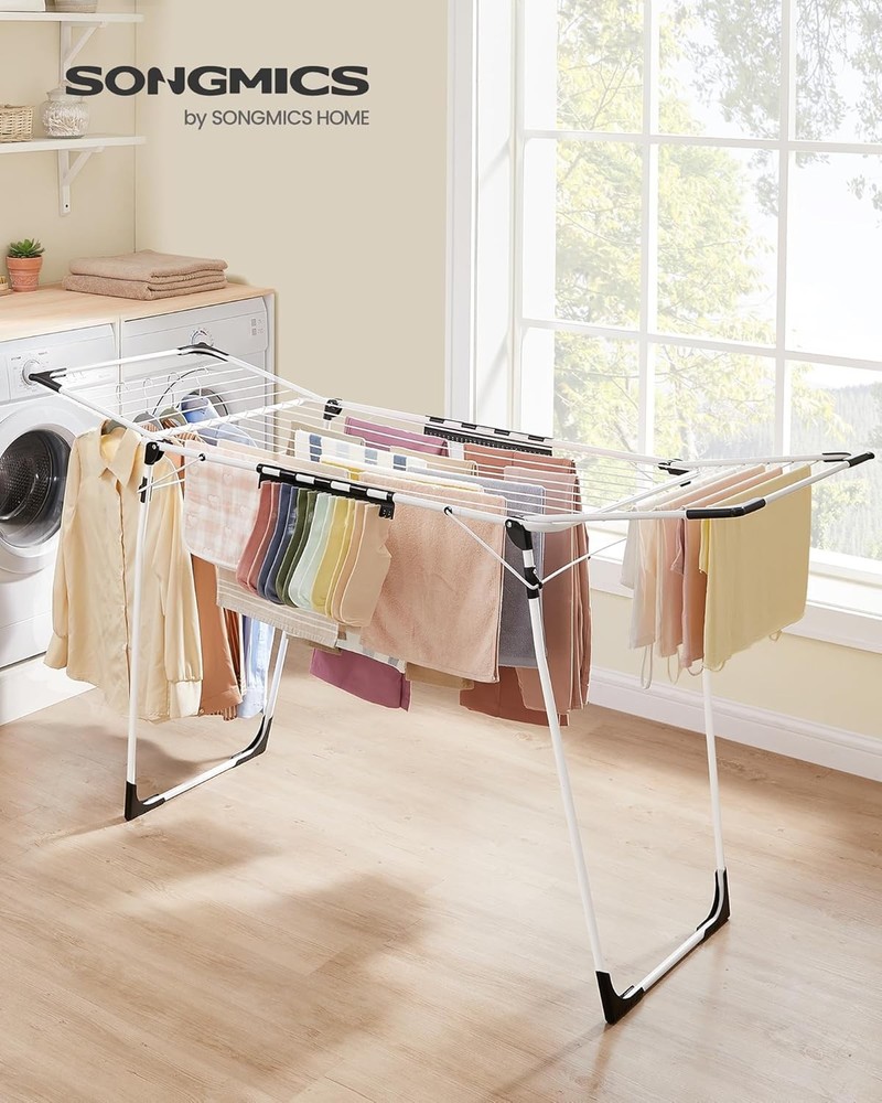 Clothes Drying Rack Foldable, Gullwing Laundry Drying Rack, Space-Saving Indoor