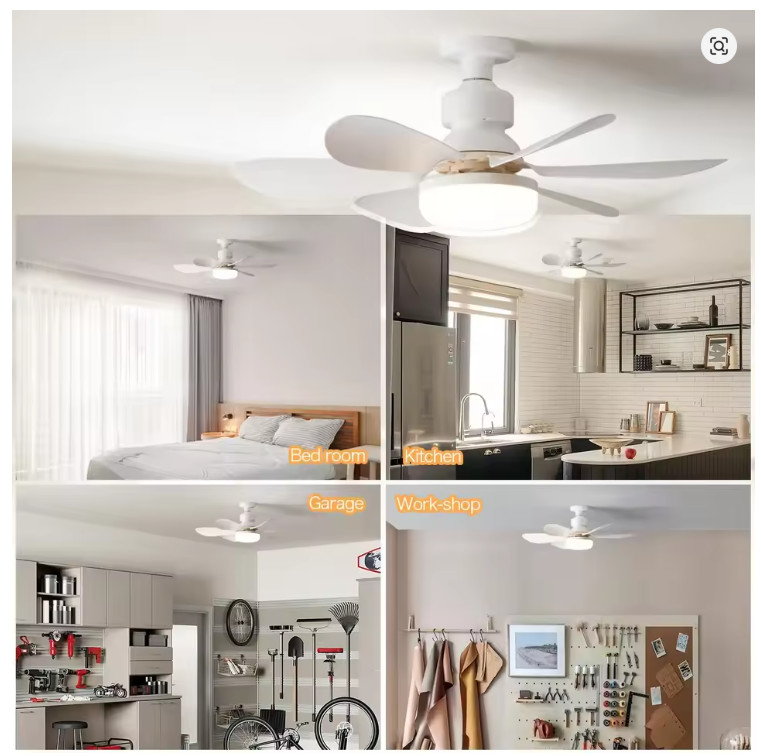 Large Ceiling Fan E27 Fan Light with Dimmable LED Light Remote Controller USA