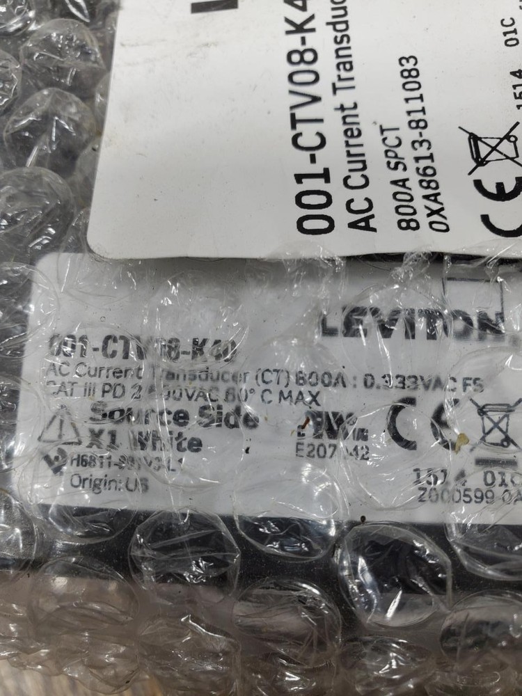 Current Transformer, Split Core, 800A, 333mV, 6" x 5.2" Opening, For Submetering